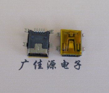 三乡镇MINI USB 5P 接口 母座 全贴带麦拉 高9.6带0.9柱子