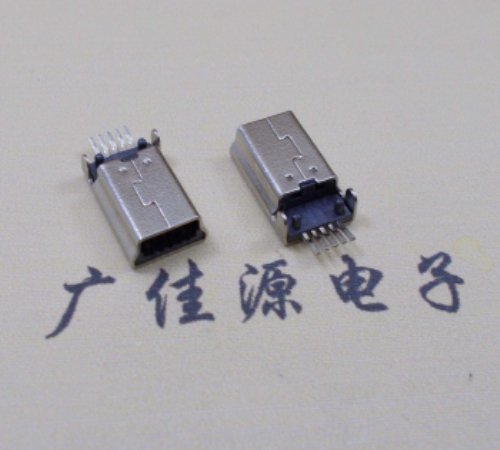 三乡镇MINI USB公头 5pin端子贴板带柱 10.7mm体长